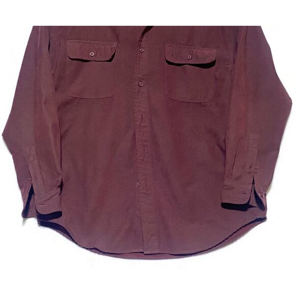 Nightsbridge Shirt Men's Size Burgundy Purple Long Sleeve Full Button Up - Picture 6 of 7